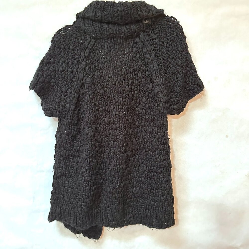Y2K Vivienne Tam Wool Black Sweater Medium Cardigan Short Sleeve Chunky Knit - Picture 3 of 7
